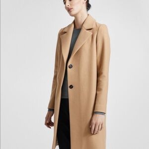 Theory Stretch Melton Long Clairene Camel Coat S NWOT